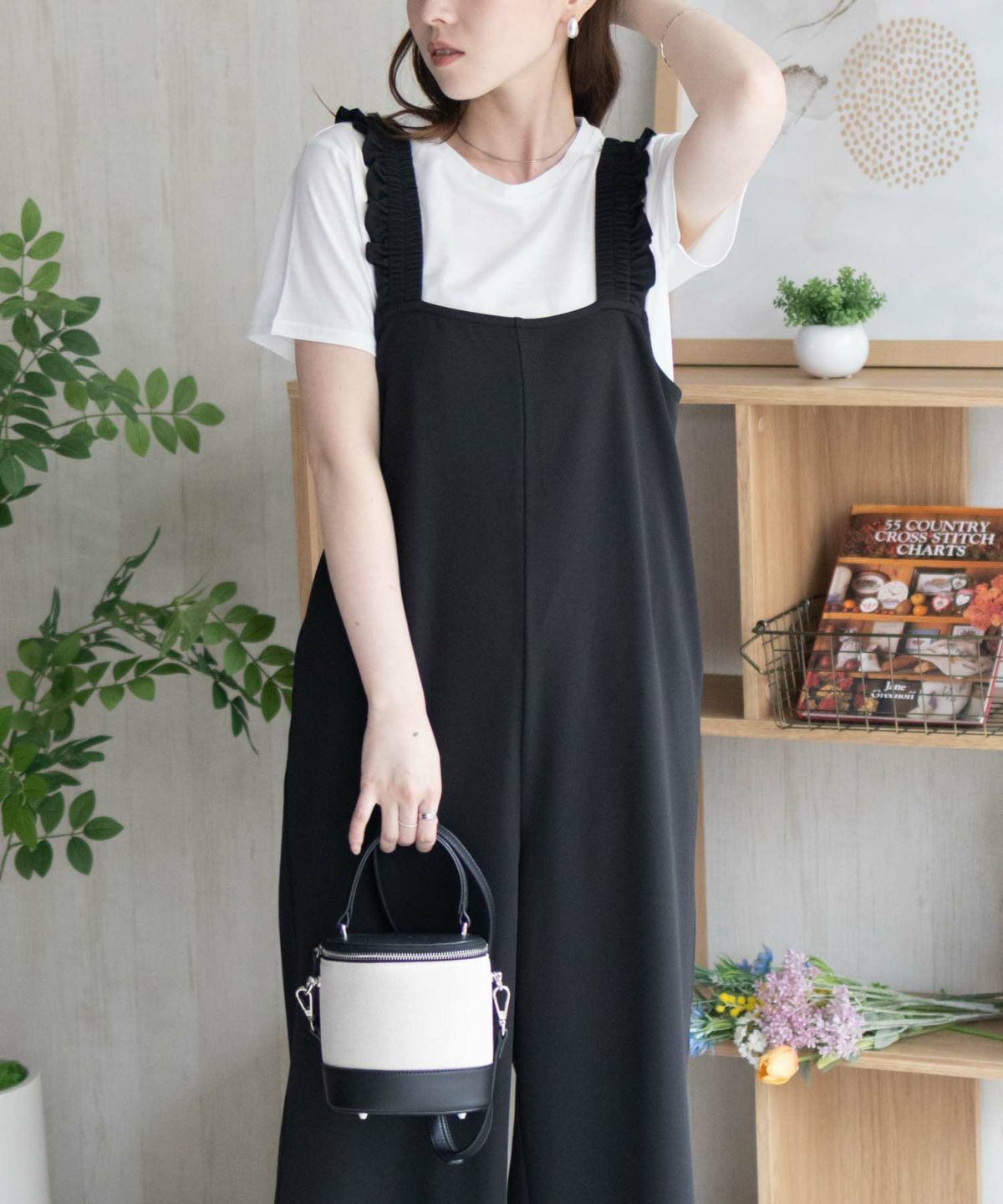 nAvy ポリツイルサロペットアンサンブル レディース