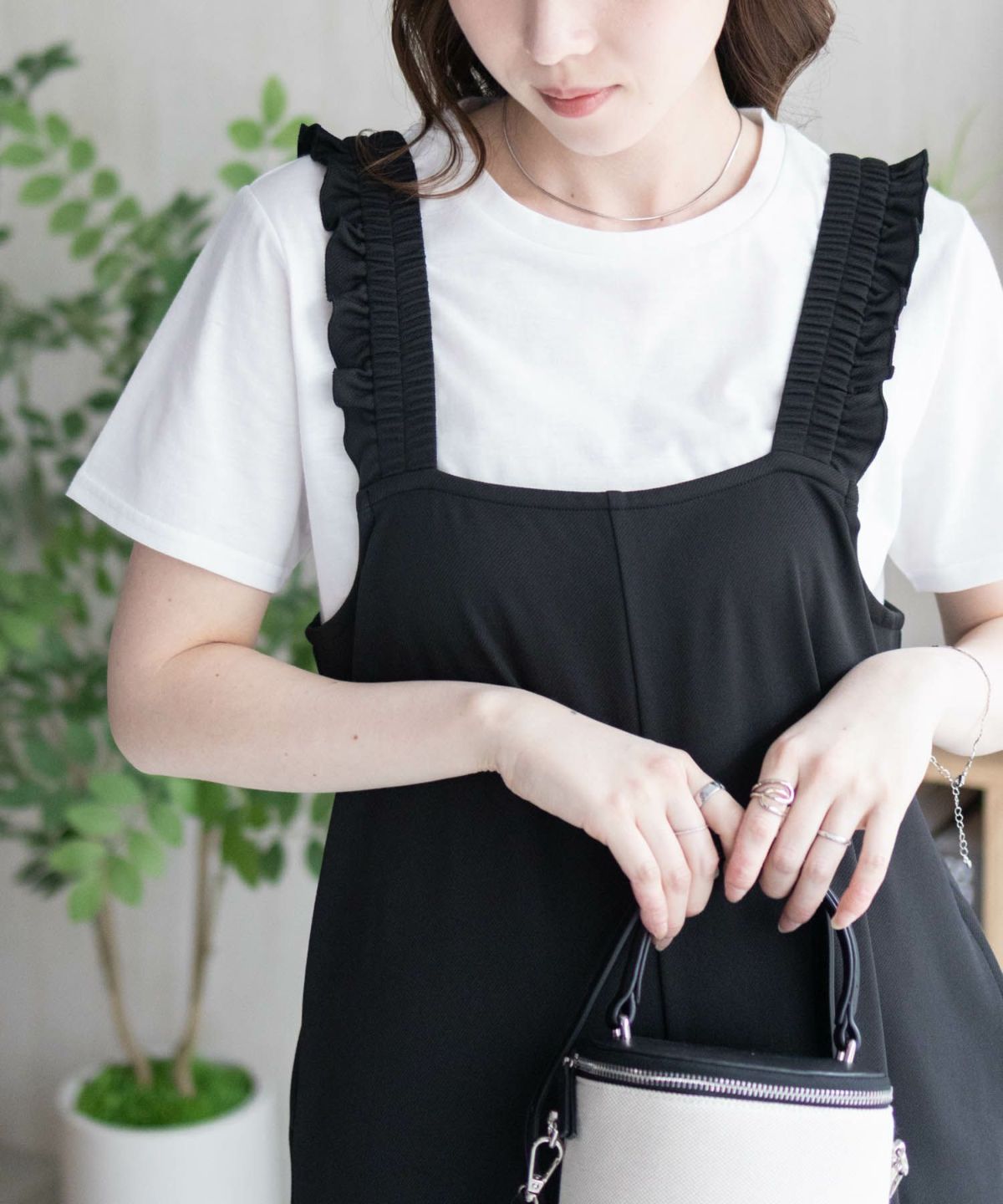 nAvy ポリツイルサロペットアンサンブル レディース