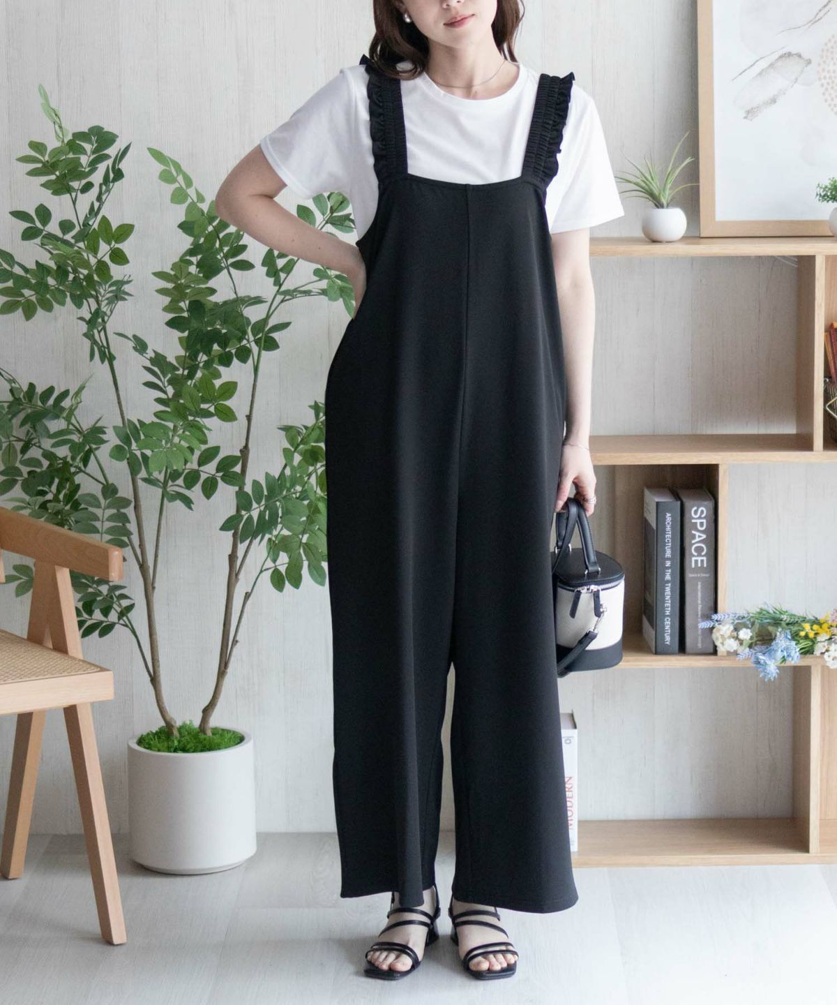 nAvy ポリツイルサロペットアンサンブル レディース