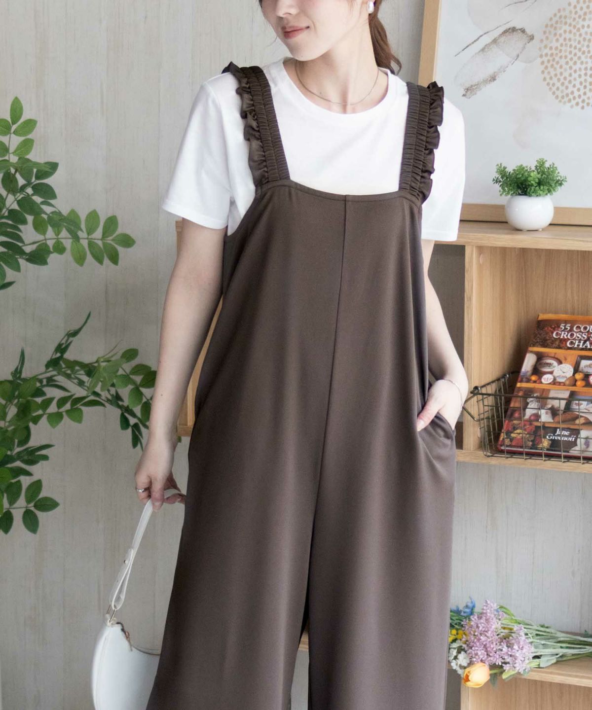 nAvy ポリツイルサロペットアンサンブル レディース