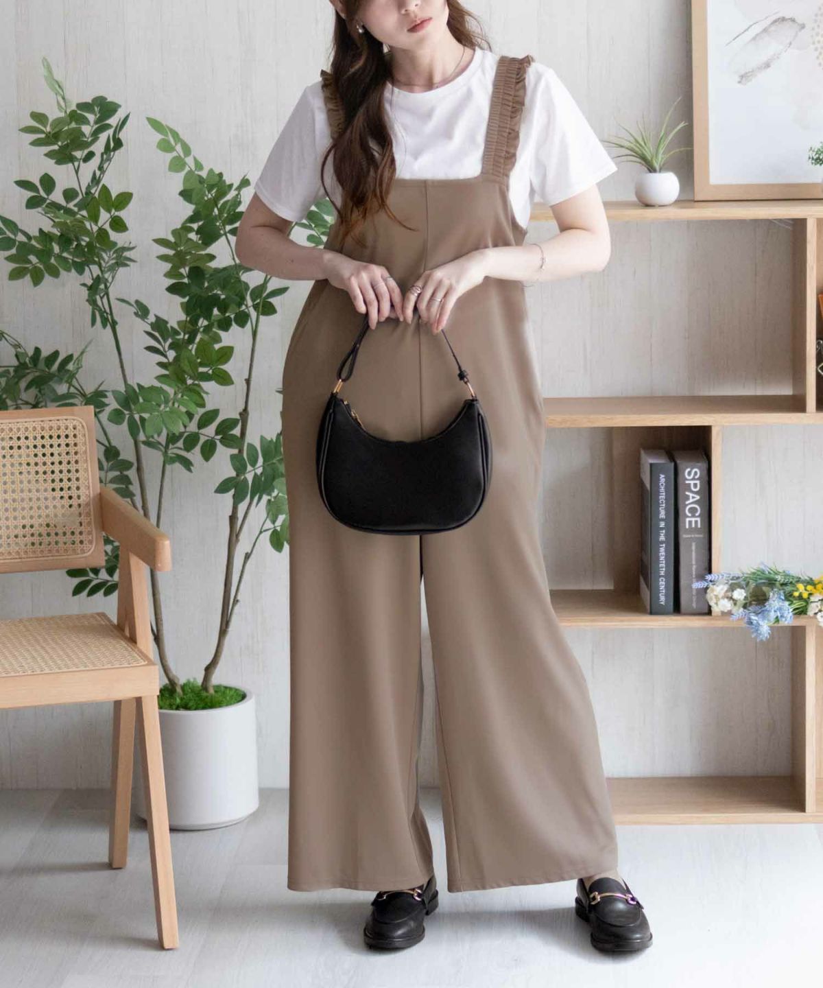 nAvy ポリツイルサロペットアンサンブル レディース