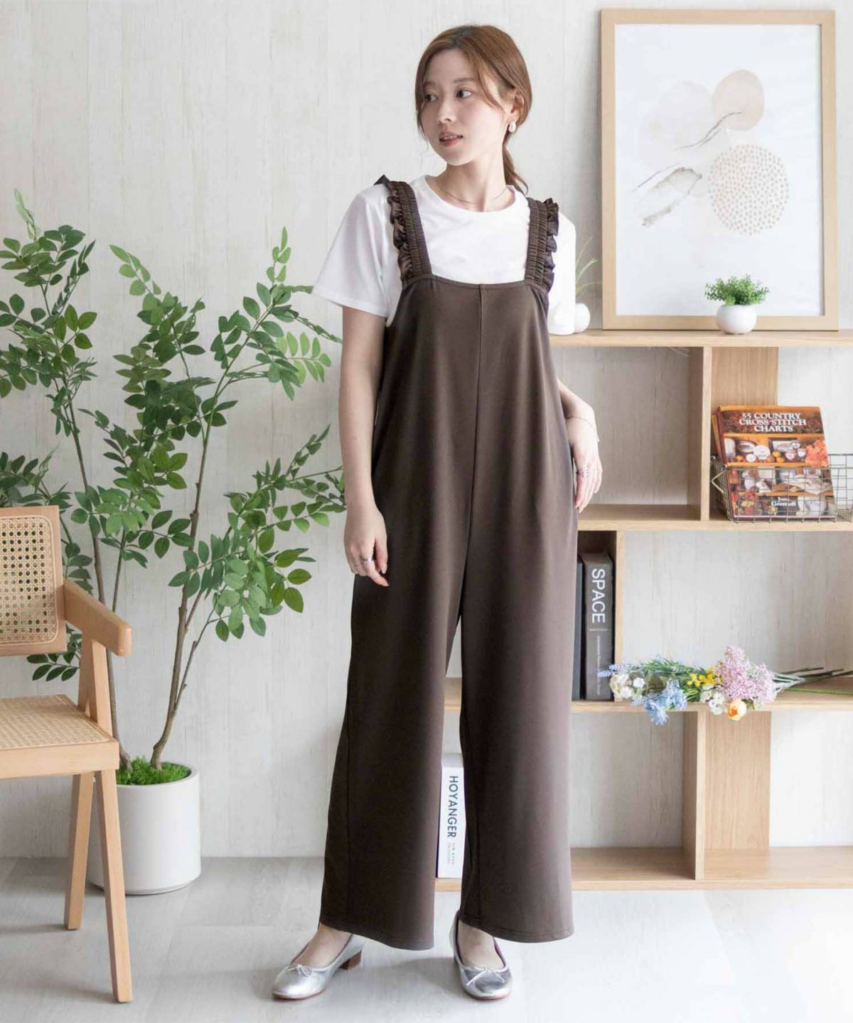 nAvy ポリツイルサロペットアンサンブル レディース