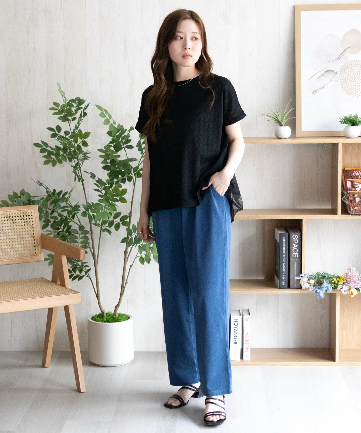 nAvy SARARI ひんやりフローズンセミワイドパンツ レディース