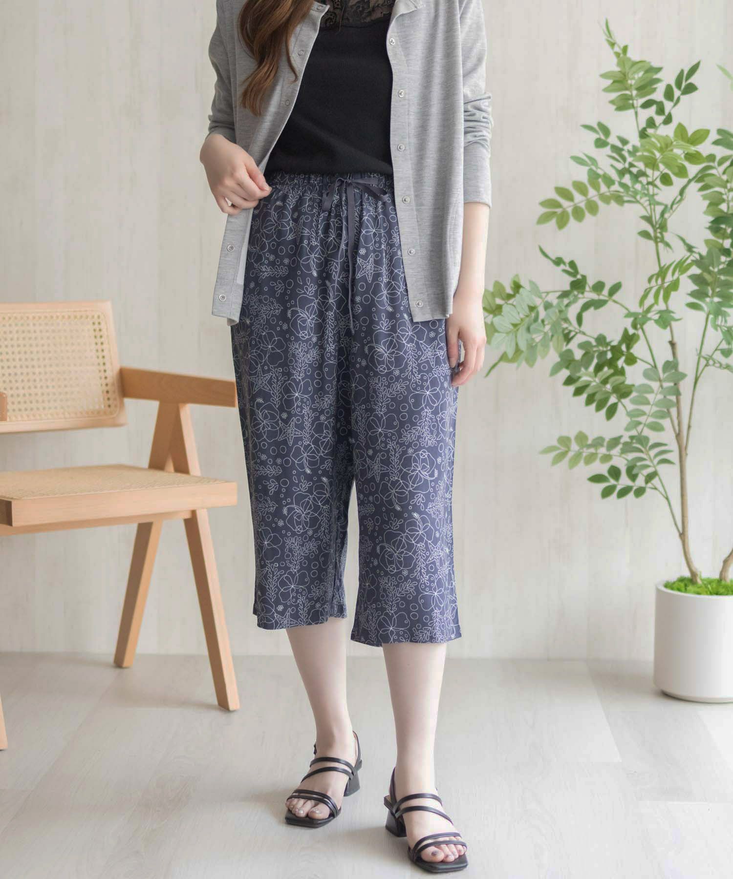 nAvy SARARI レーヨンステテコ フラワー柄 レディース