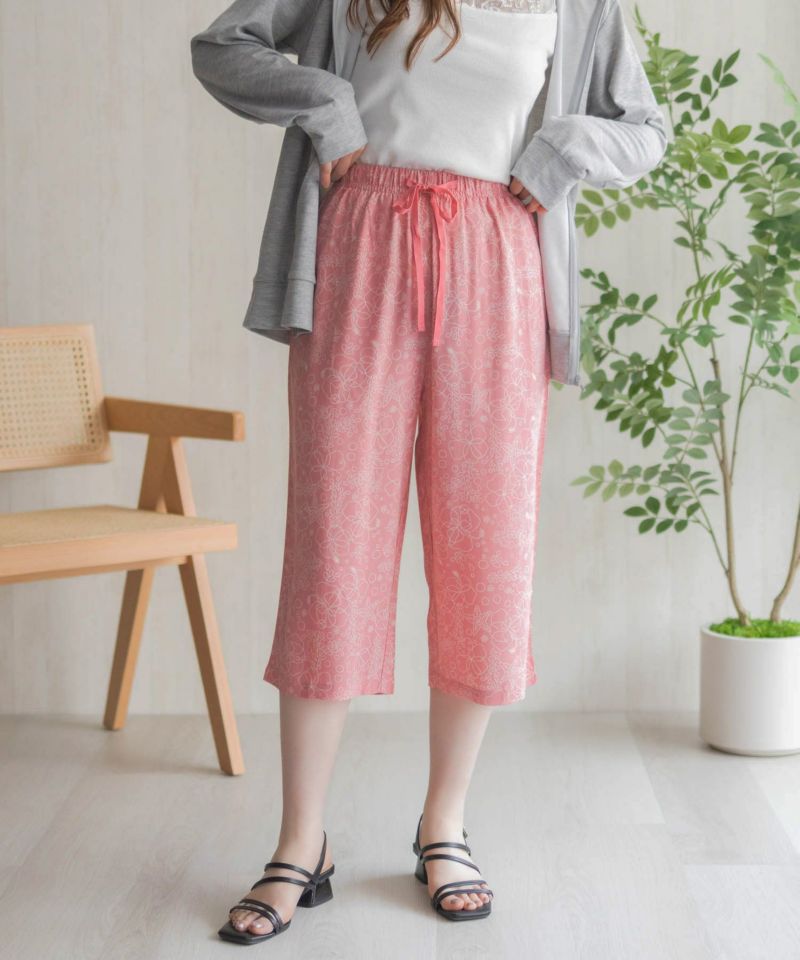 nAvy SARARI  レーヨンステテコ フラワー柄 レディース商品画像-2