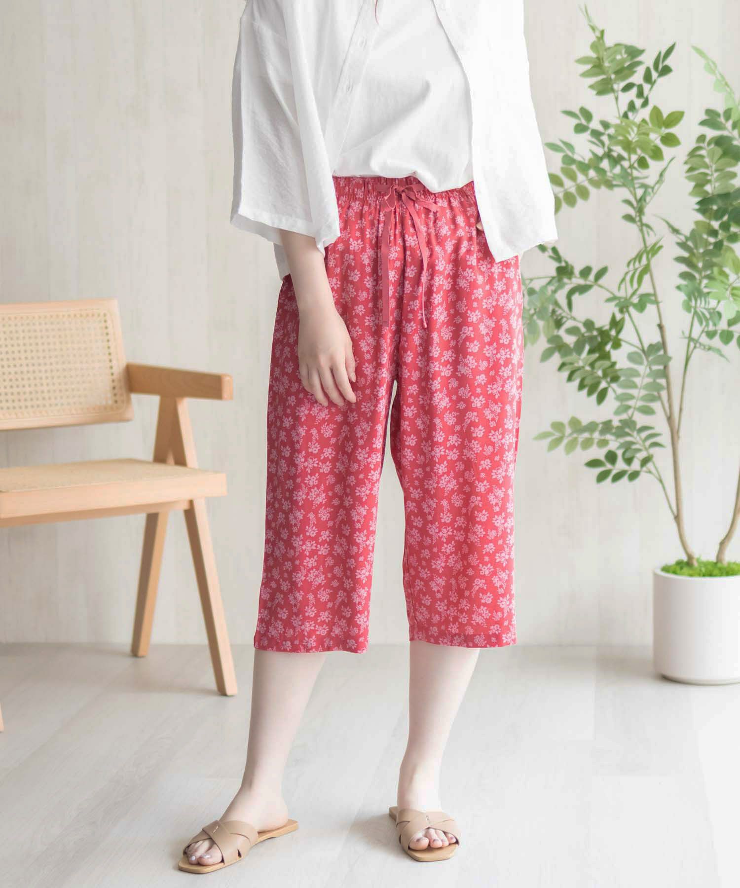 nAvy SARARI レーヨンステテコ フラワー柄 レディース