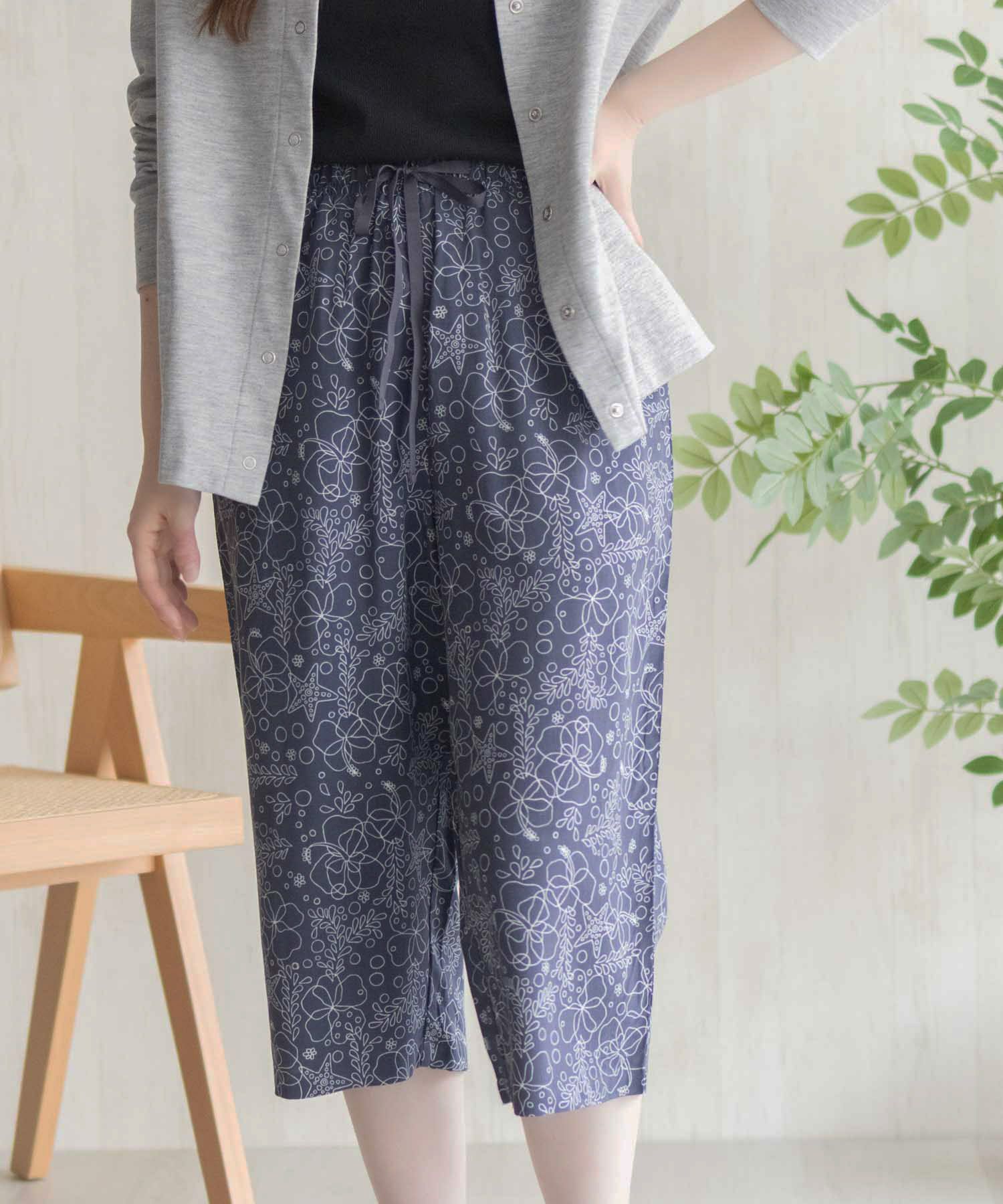 nAvy SARARI レーヨンステテコ フラワー柄 レディース