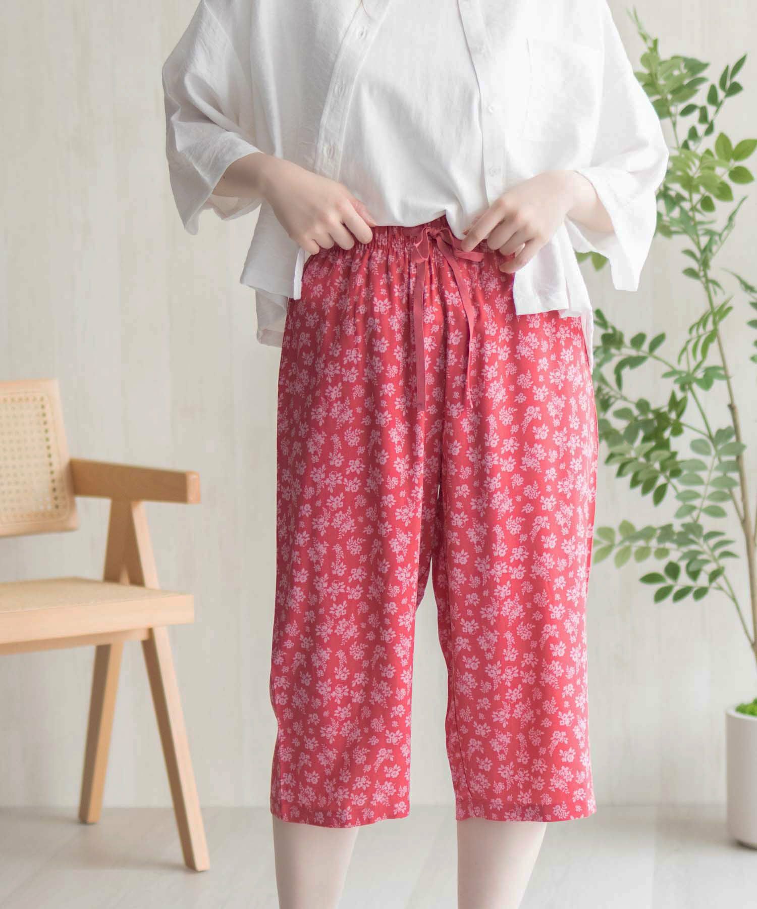 nAvy SARARI レーヨンステテコ フラワー柄 レディース