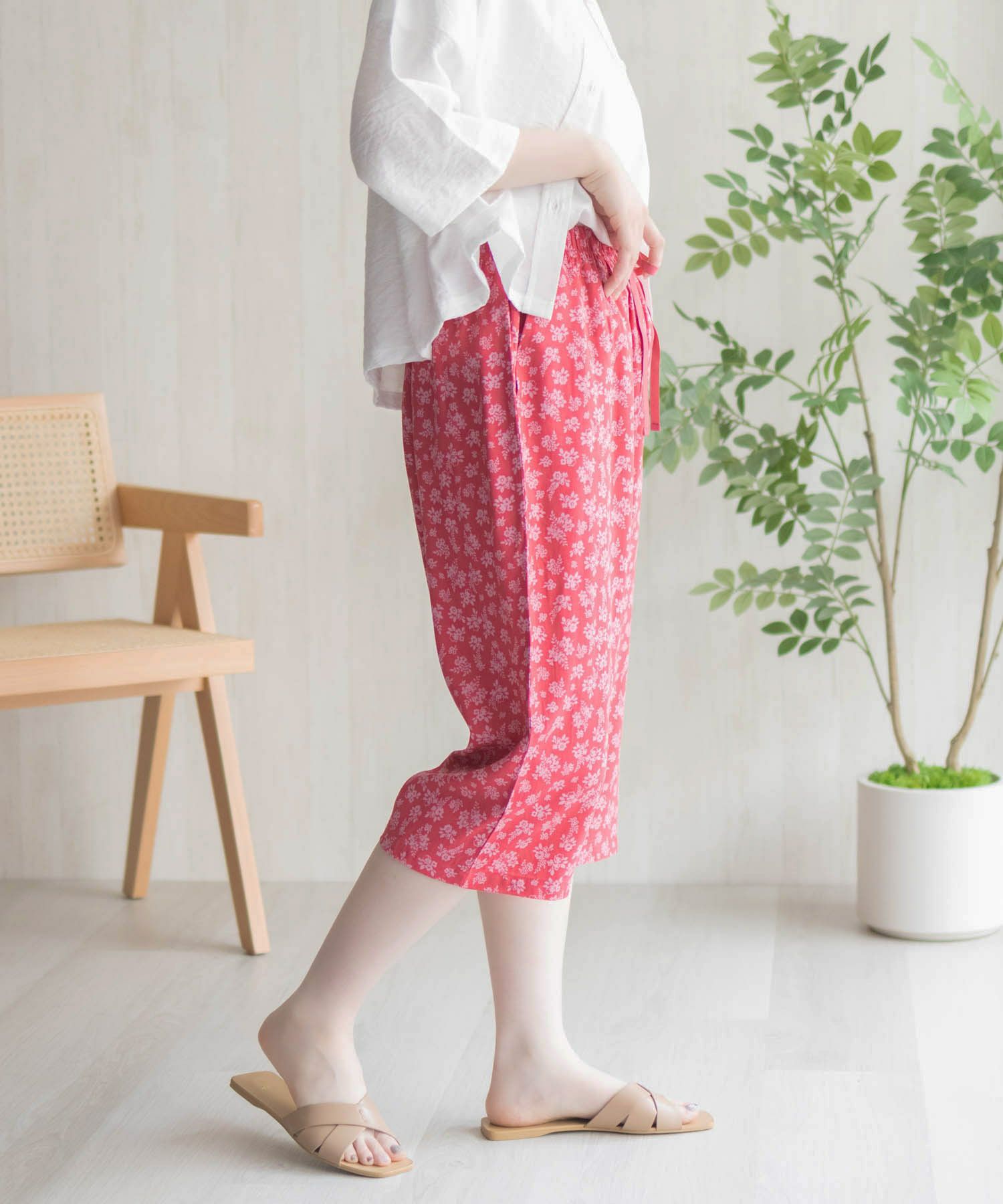 nAvy SARARI レーヨンステテコ フラワー柄 レディース