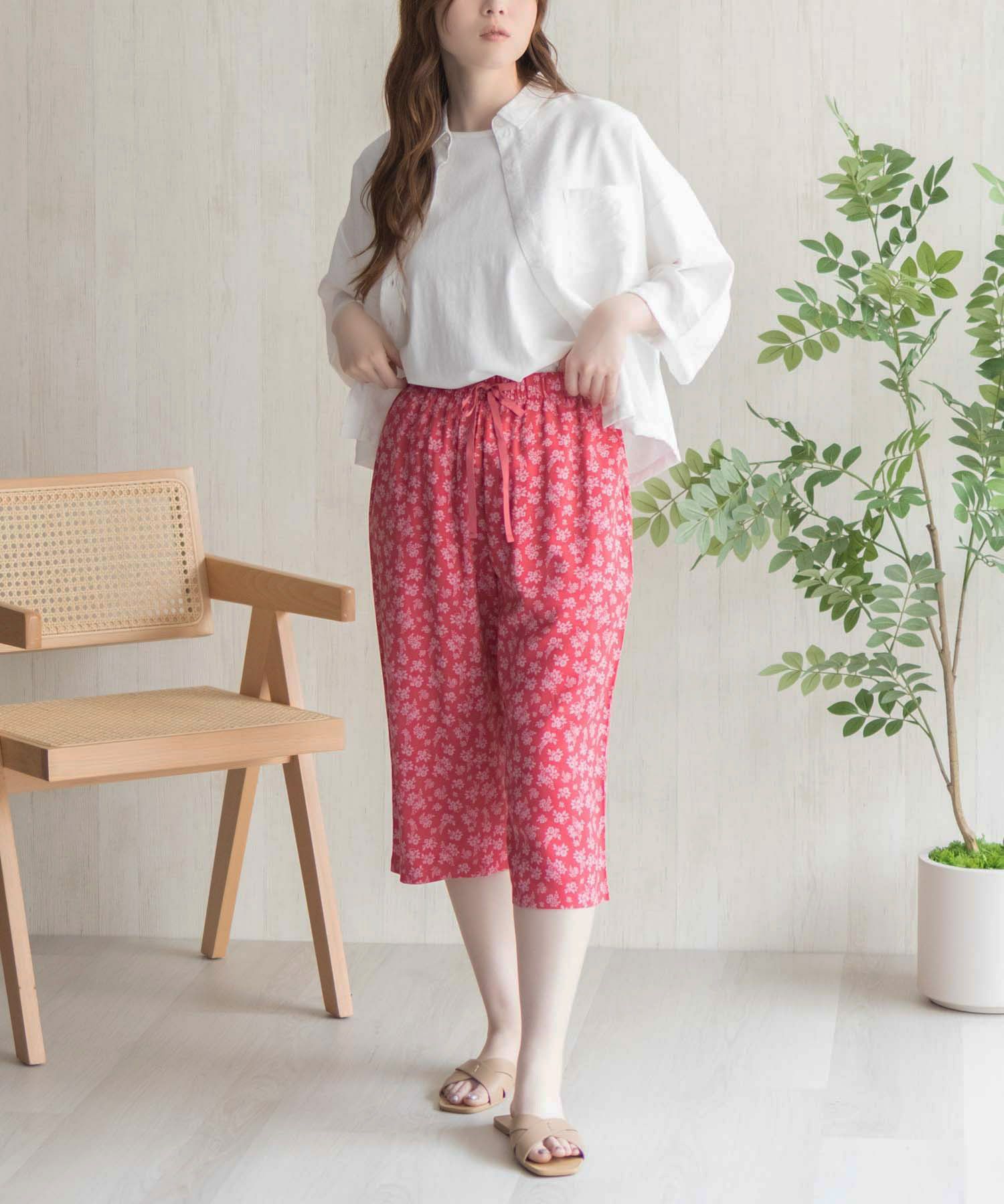 nAvy SARARI レーヨンステテコ フラワー柄 レディース