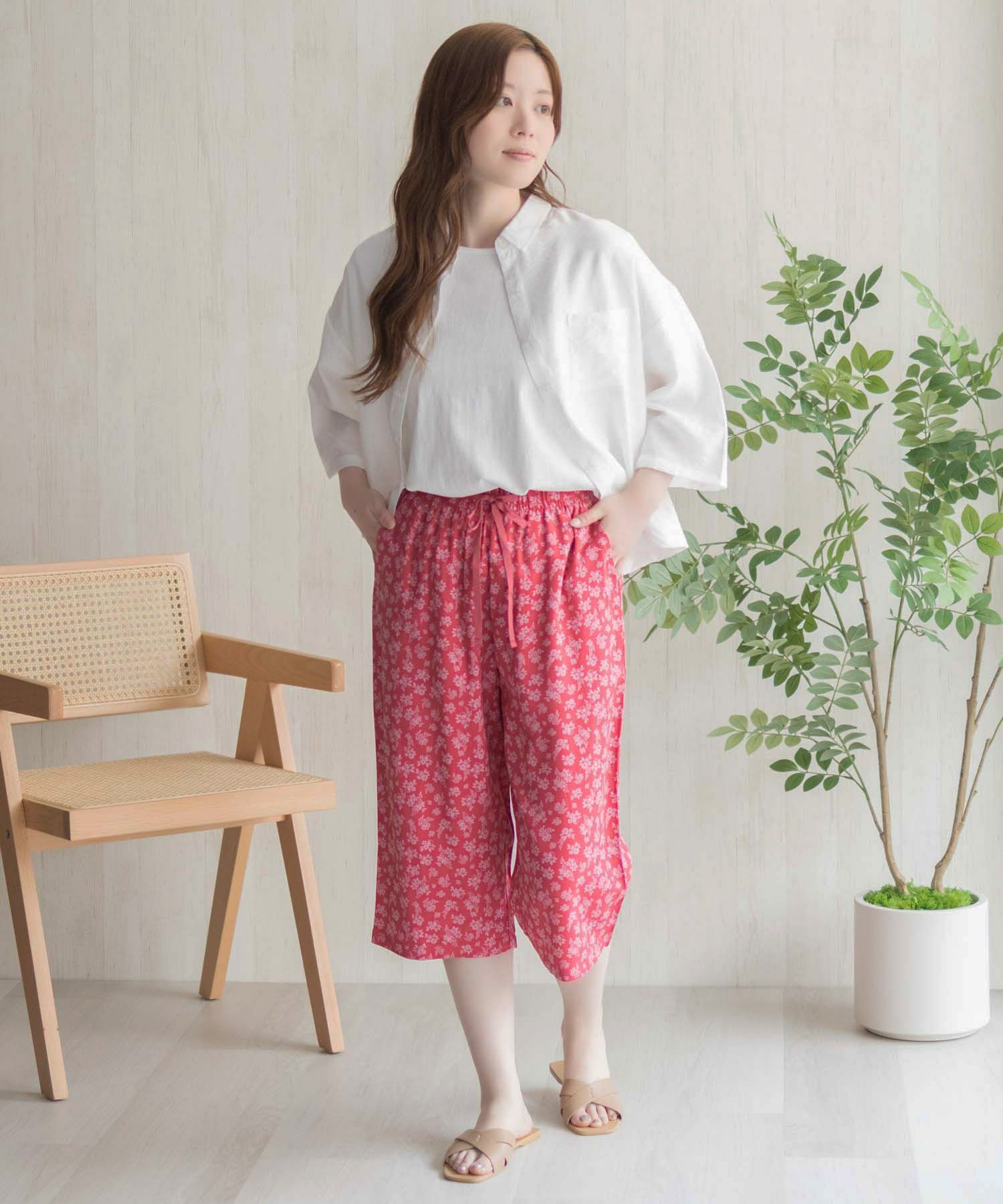 nAvy SARARI レーヨンステテコ フラワー柄 レディース