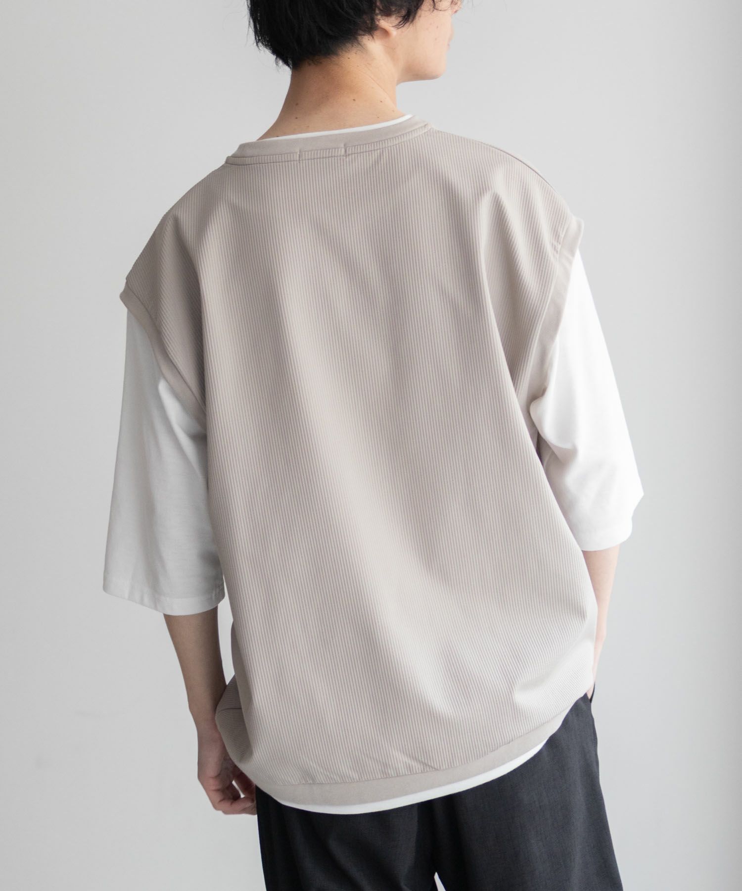 URBAN COLLECTION カットサッカーベストレイヤードTシャツ メンズ