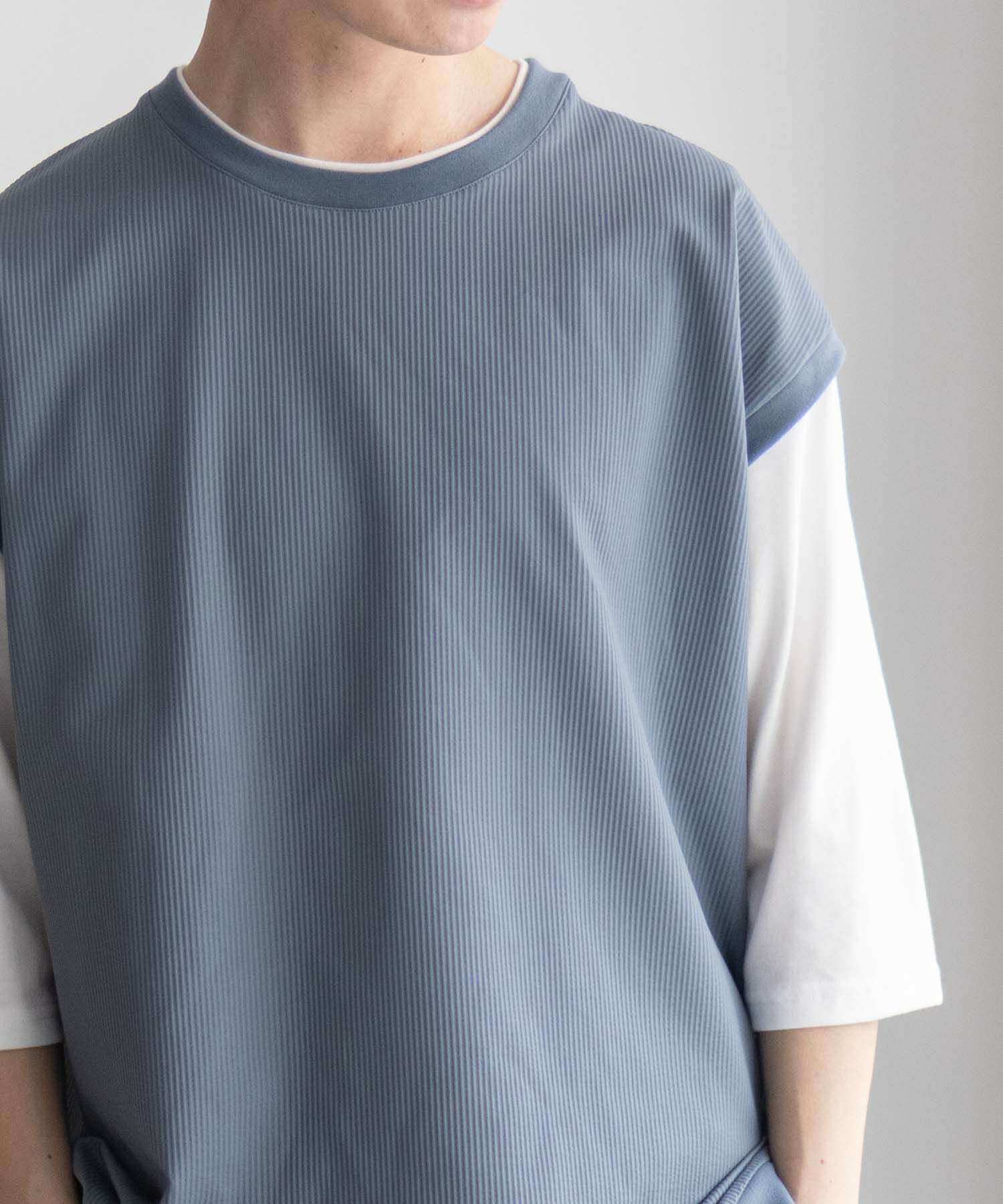 URBAN COLLECTION カットサッカーベストレイヤードTシャツ メンズ