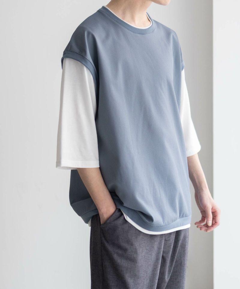 URBAN COLLECTION カットサッカーベストレイヤードTシャツ メンズ商品画像-18