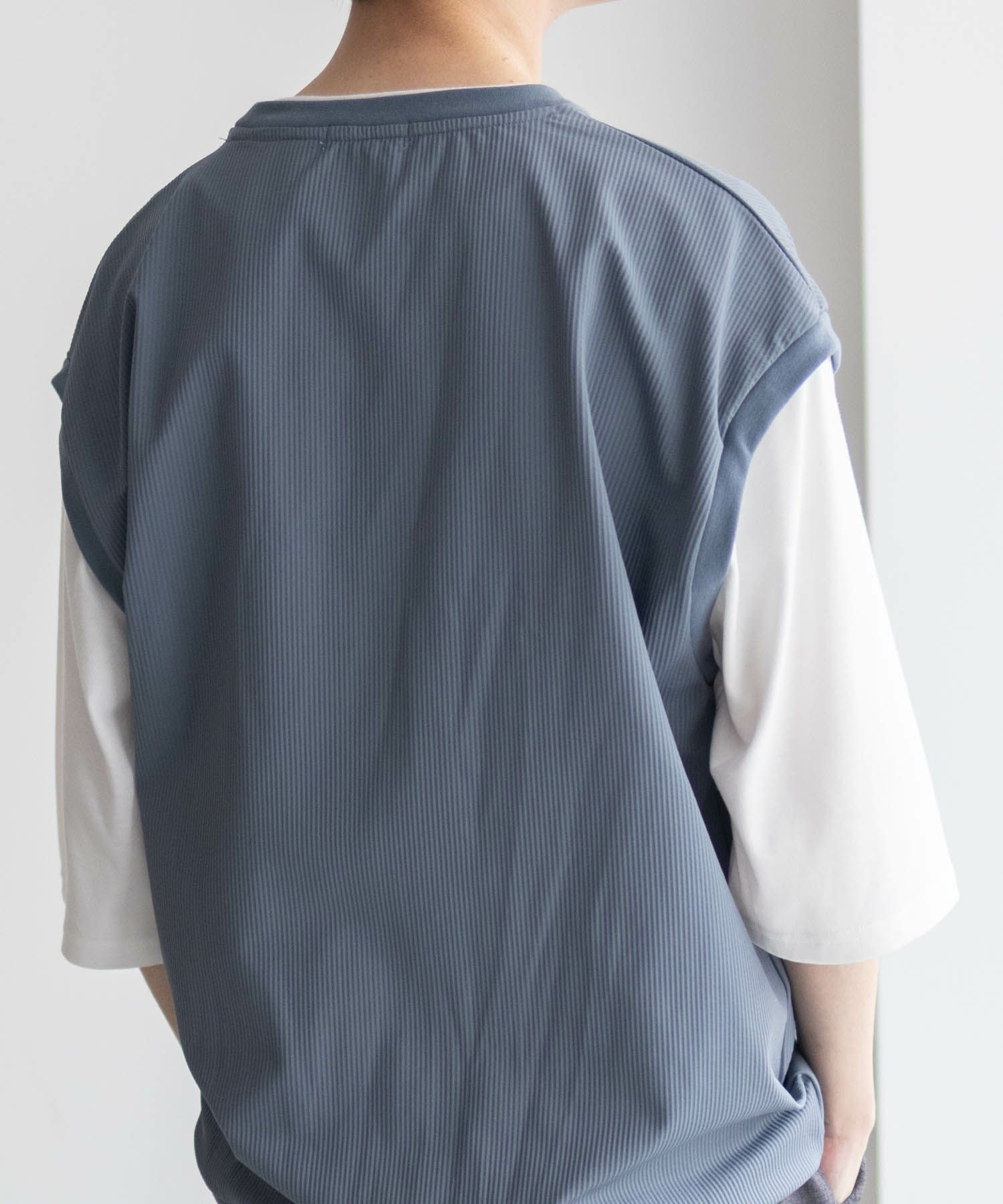 URBAN COLLECTION カットサッカーベストレイヤードTシャツ メンズ