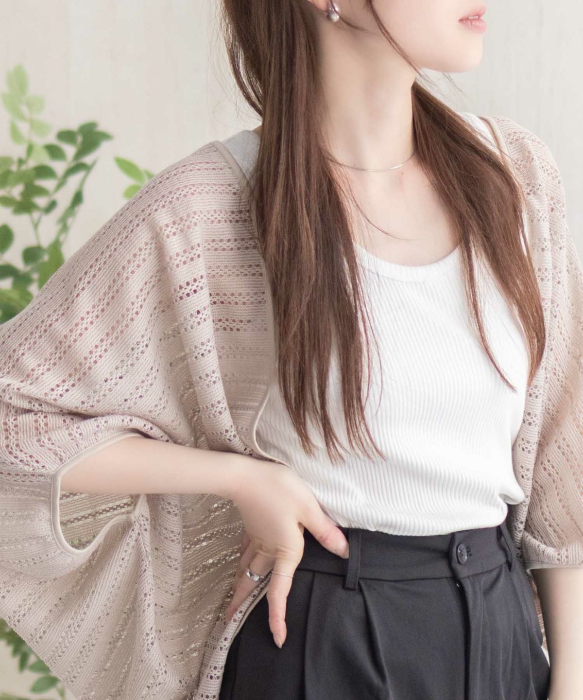 Howdy Marie メッシュレースモモンガカーディガン レディース