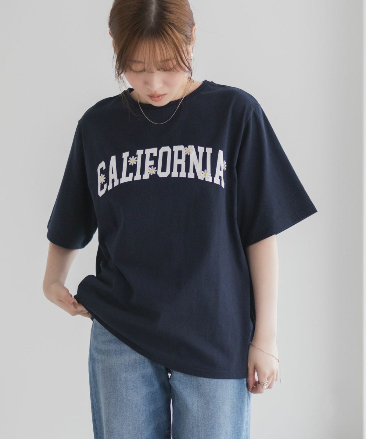 フラワー刺繍カレッジTシャツ レディース ネコポス 対応商品