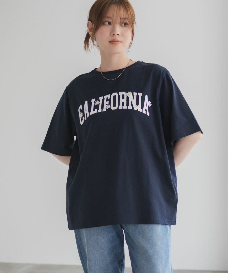 [値下げ]フラワー刺繍カレッジTシャツ レディース ネコポス 対応商品商品画像-2