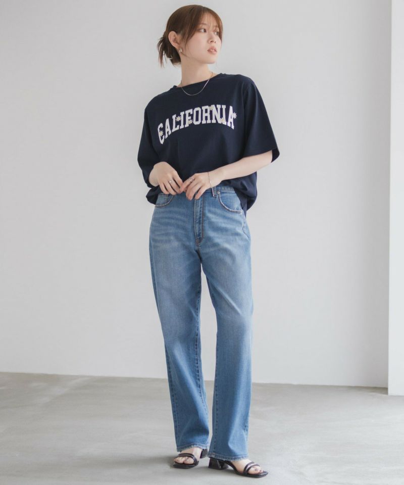 フラワー刺繍カレッジTシャツ レディース メール便 対応商品商品画像-9