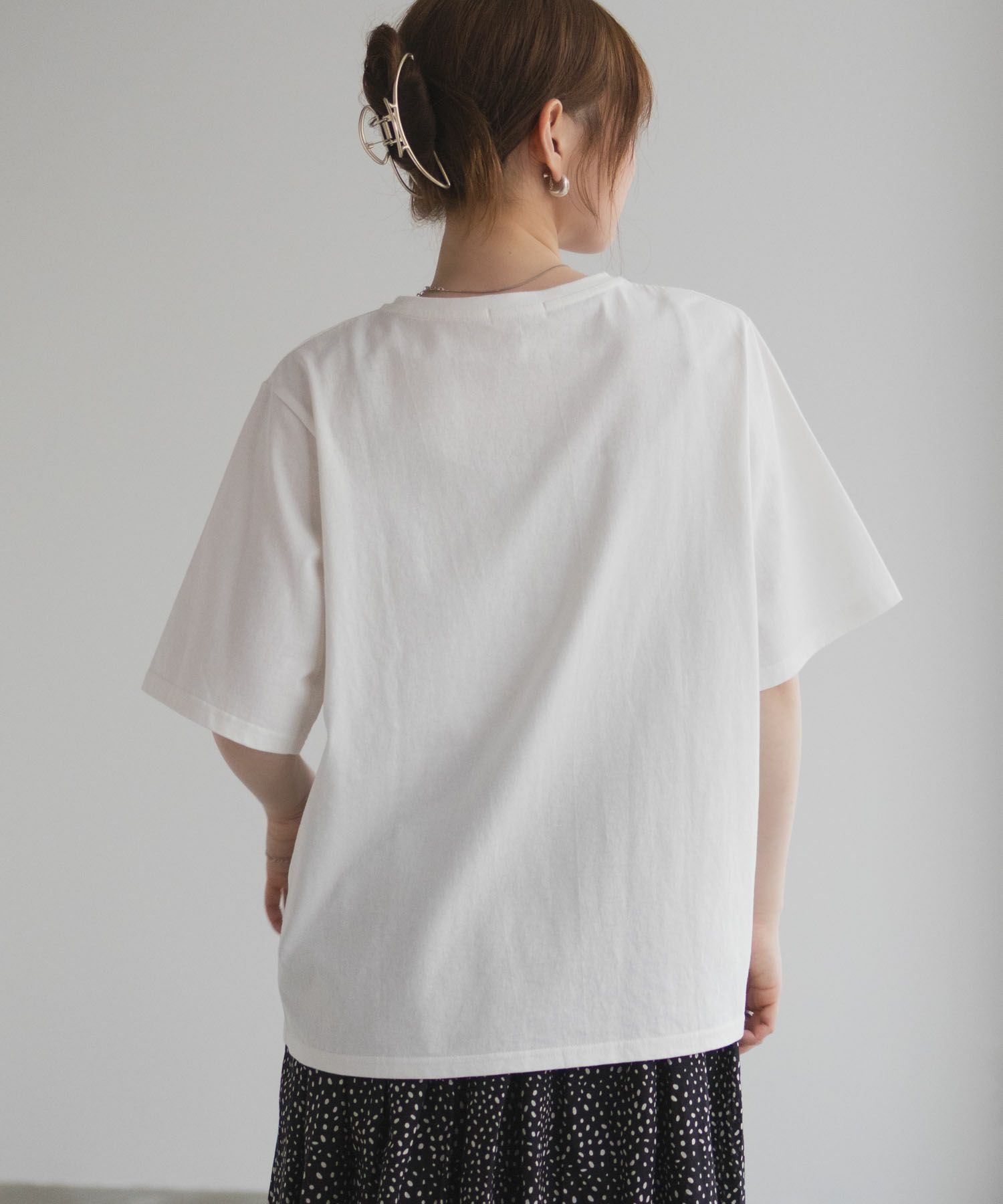 フラワー刺繍カレッジTシャツ レディース メール便 対応商品商品サムネイル-5