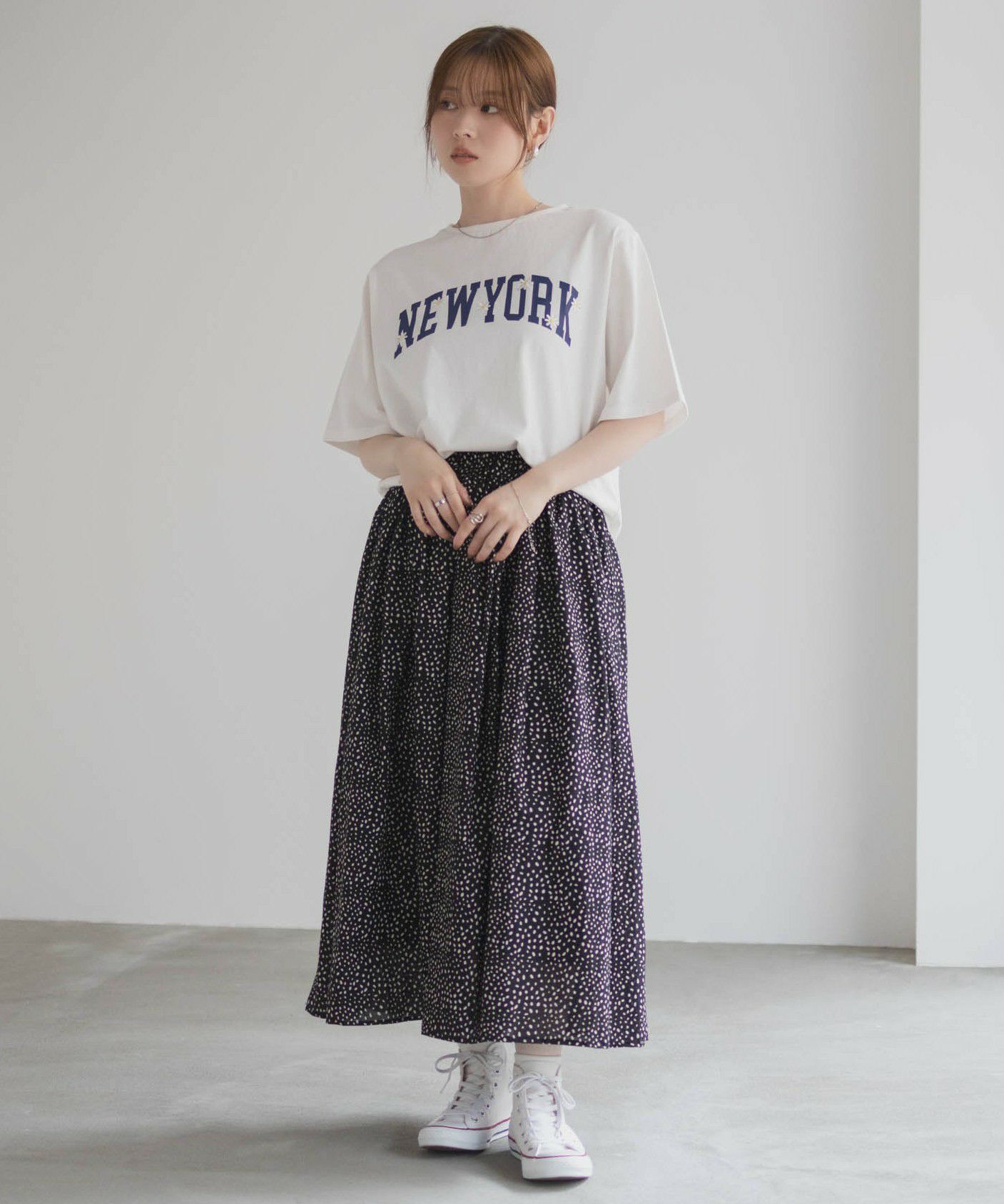 フラワー刺繍カレッジTシャツ レディース メール便 対応商品商品サムネイル-10
