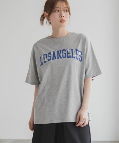 [値下げ]フラワー刺繍カレッジTシャツ レディース ネコポス 対応商品
