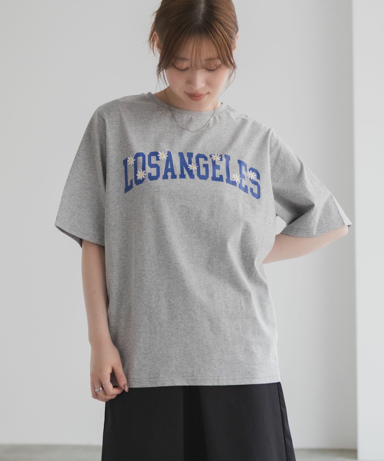 フラワー刺繍カレッジTシャツ レディース ネコポス 対応商品