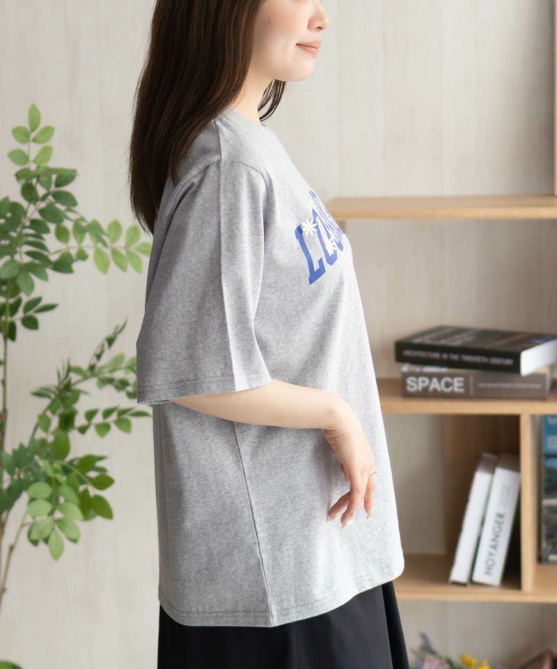 フラワー刺繍カレッジTシャツ レディース