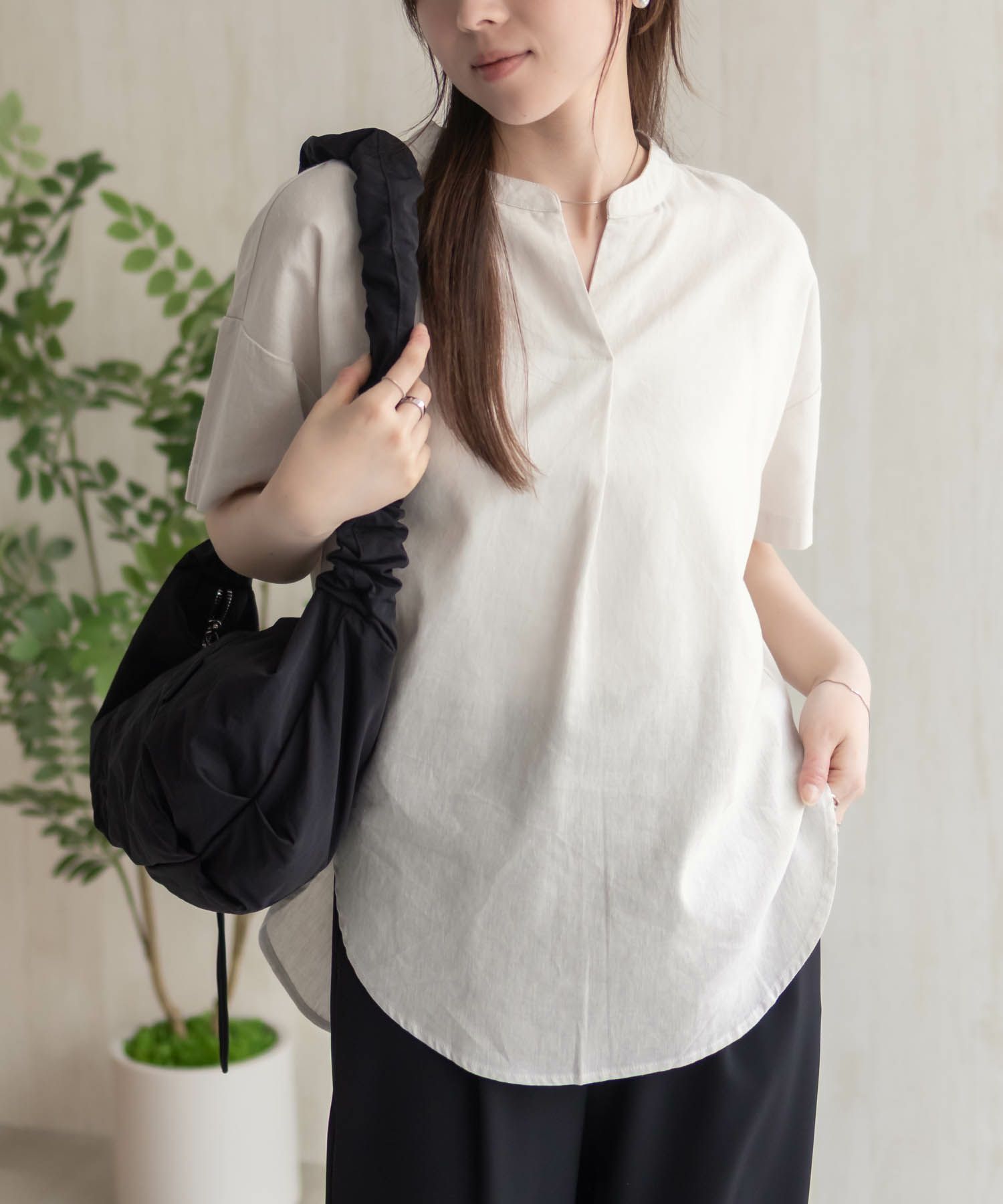 HusHusH  麻混スキッパーブラウス レディース商品画像-1