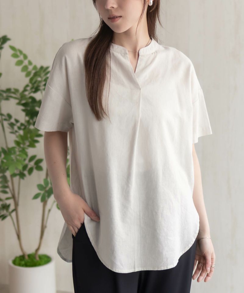 HusHusH  麻混スキッパーブラウス レディース商品画像-4