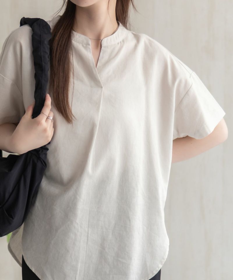 HusHusH  麻混スキッパーブラウス レディース商品画像-5