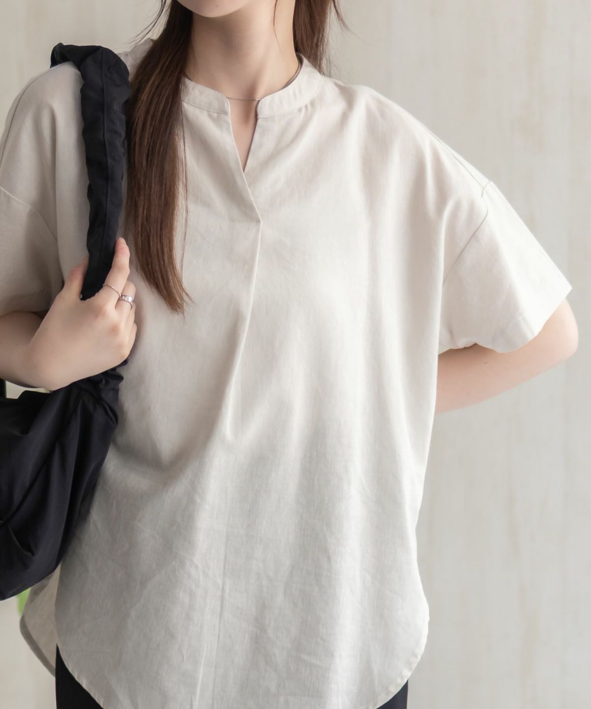 HusHusH 麻混スキッパーブラウス レディース