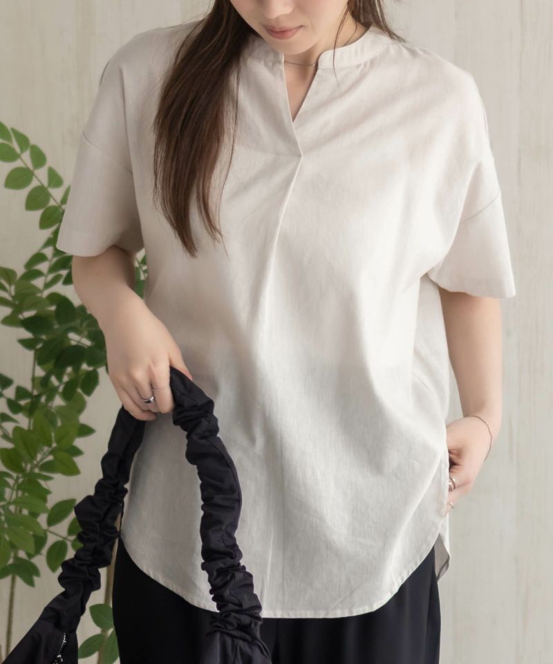 HusHusH  麻混スキッパーブラウス レディース商品画像-6