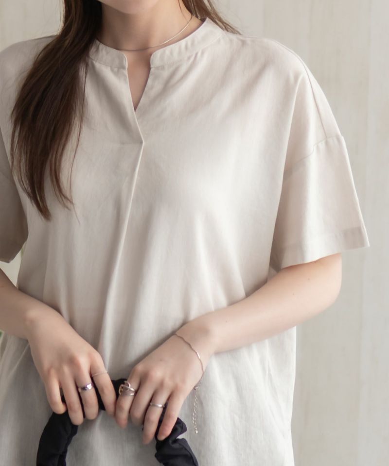 1er arrondissement リネン麻混 スキッパーブラウス 1er Arrondissement（プルミエ アロンディスモン）オフィシャル