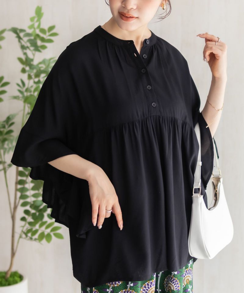 Howdy Marie インドファブリック 袖フリルシャツ レディース商品画像-1