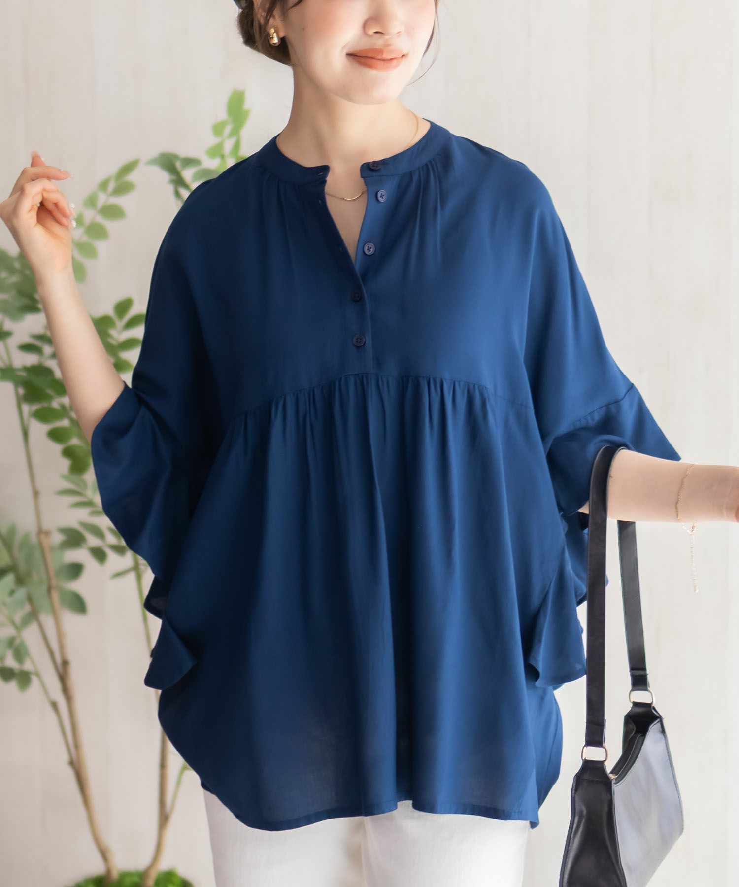 Howdy Marie  インドファブリック 袖フリルシャツ レディース商品画像-2