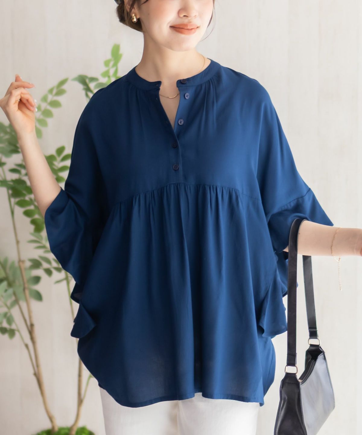 Howdy Marie インドファブリック 袖フリルシャツ レディース