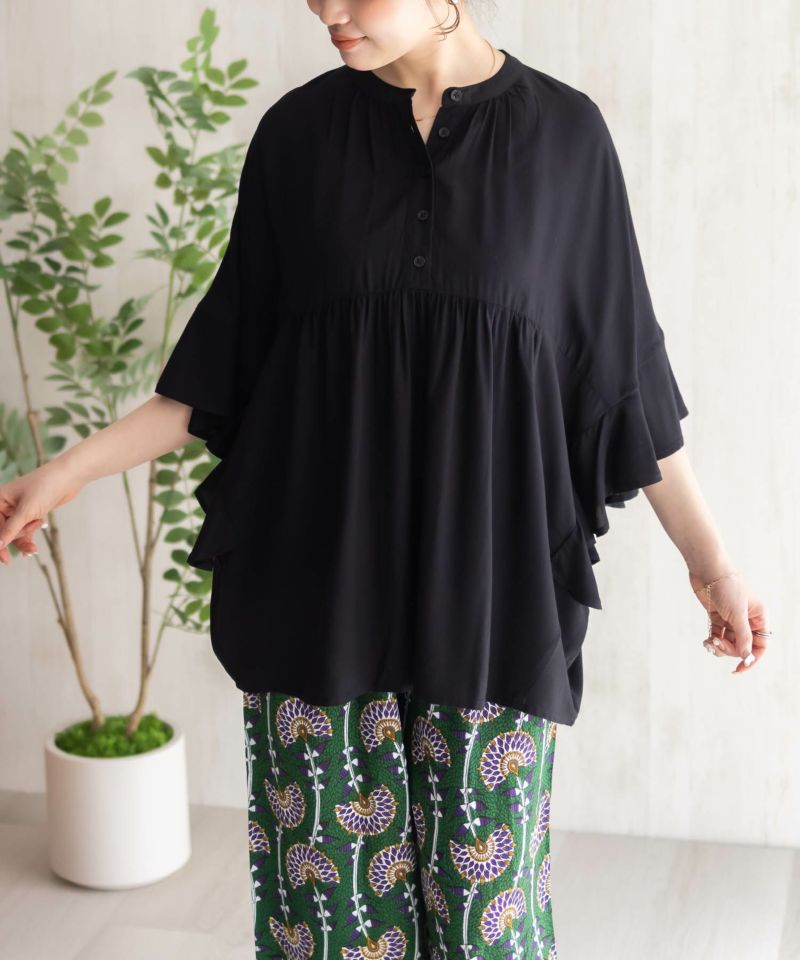 Howdy Marie インドファブリック 袖フリルシャツ レディース商品画像-4