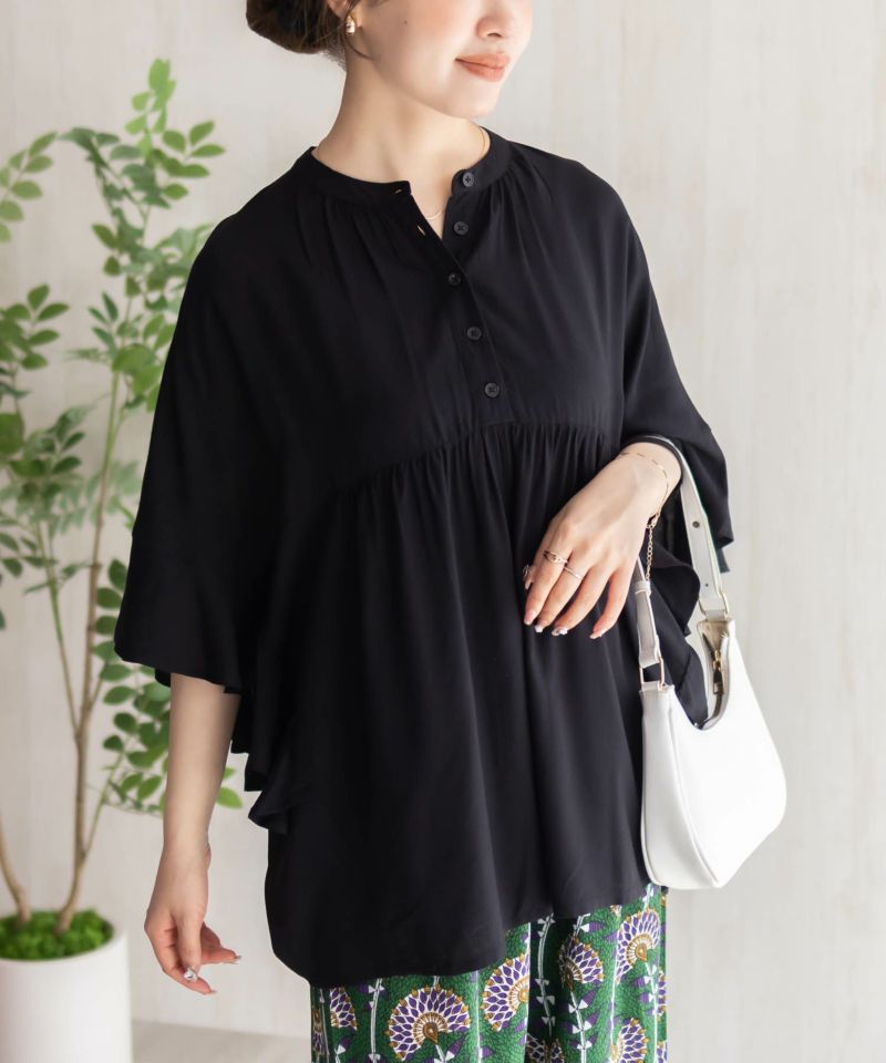 Howdy Marie インドファブリック 袖フリルシャツ レディース商品画像-7