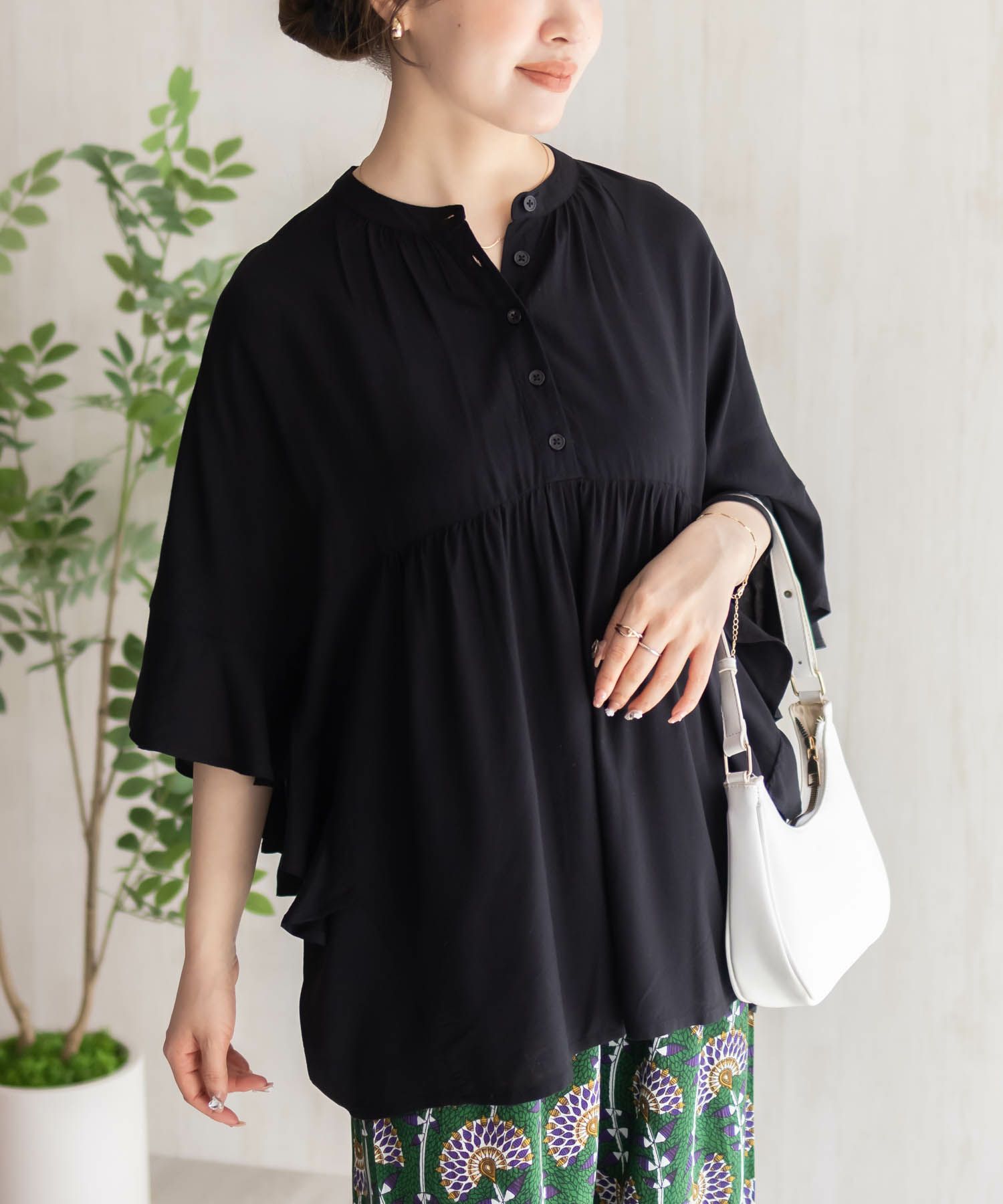 Howdy Marie  インドファブリック 袖フリルシャツ レディース商品画像-7