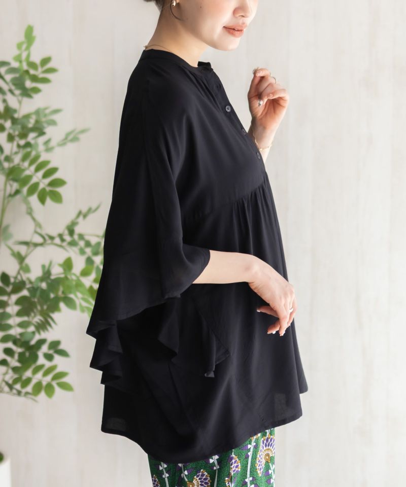 Howdy Marie インドファブリック 袖フリルシャツ レディース商品画像-8
