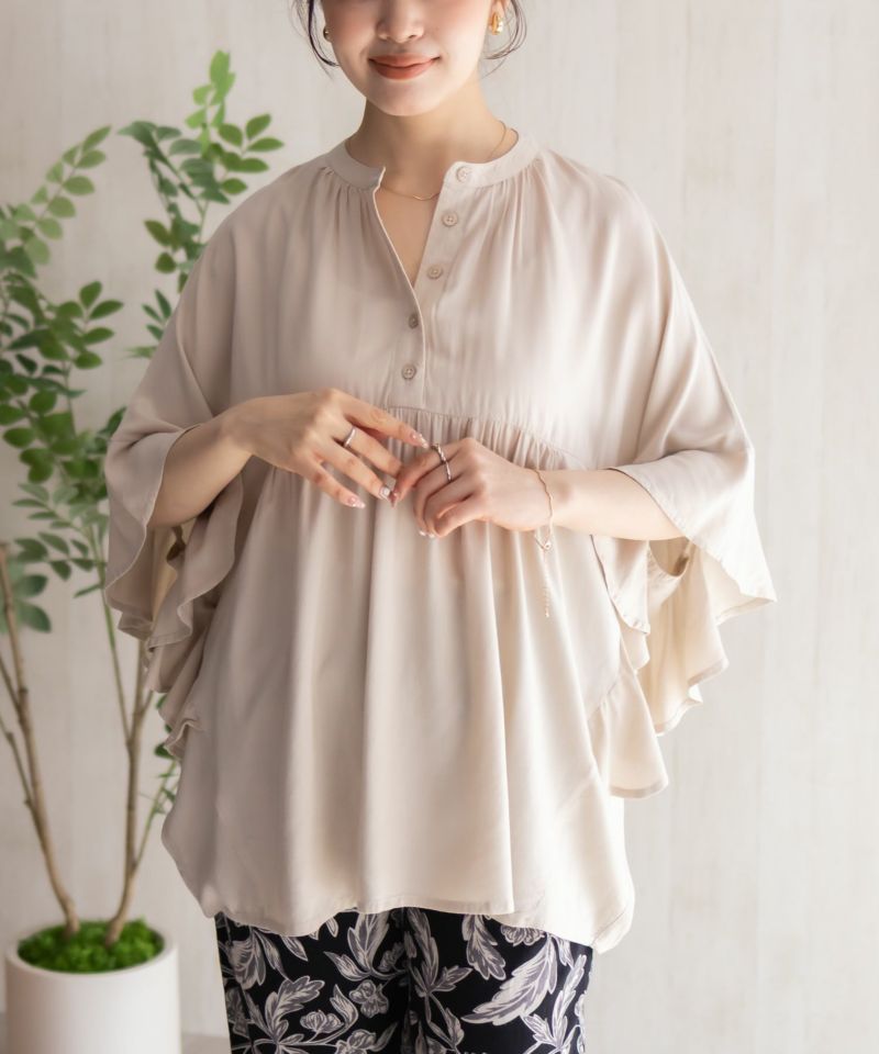 Howdy Marie インドファブリック 袖フリルシャツ レディース商品画像-16