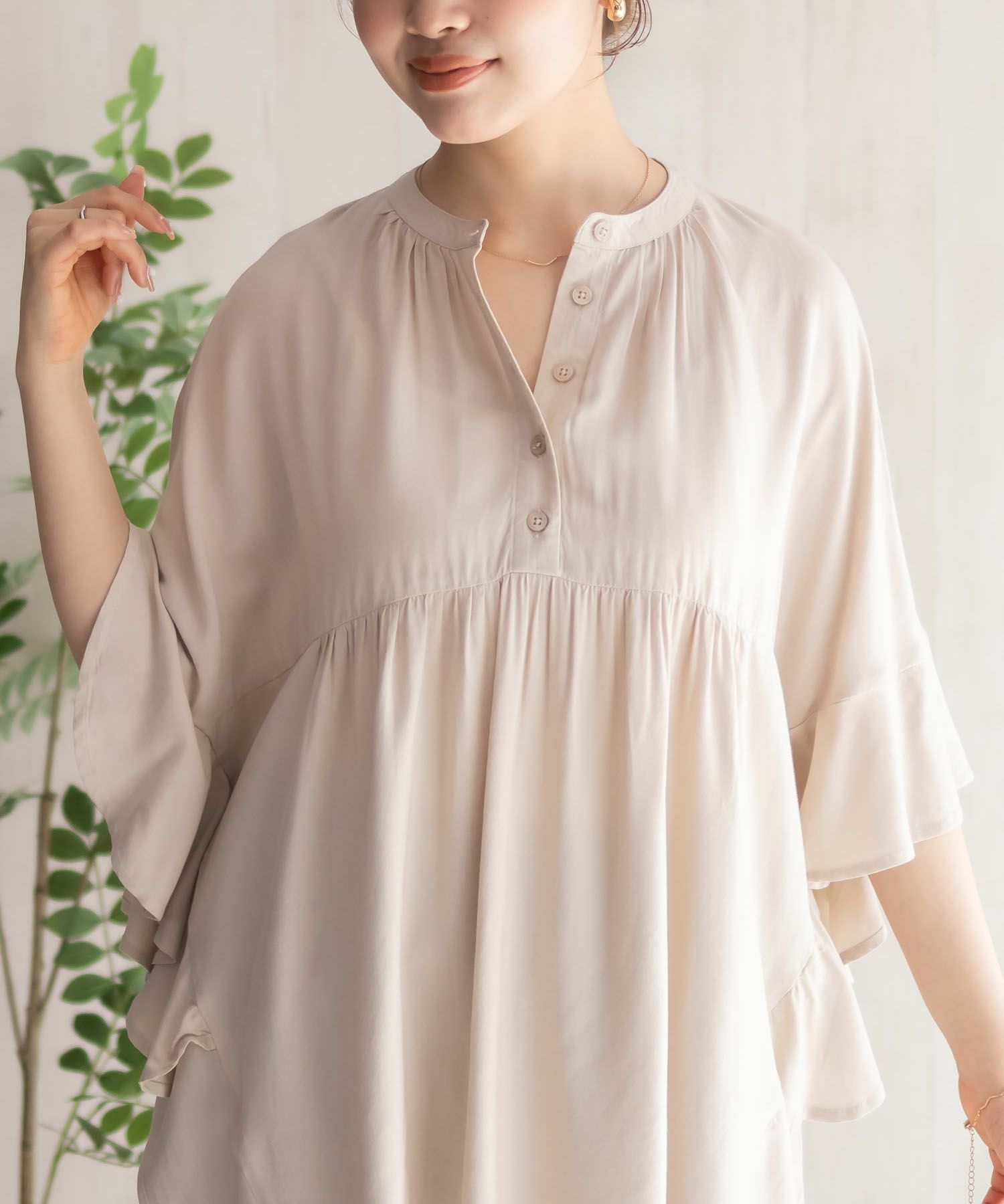 Howdy Marie  インドファブリック 袖フリルシャツ レディース商品画像-17