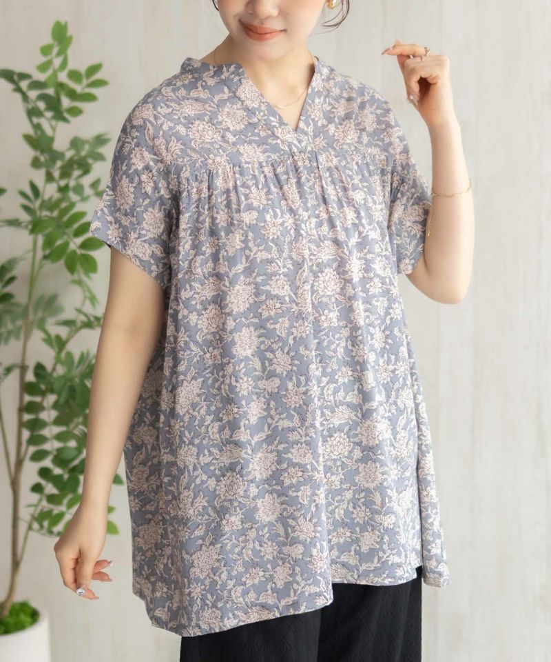 Howdy Marie インドファブリック 切替スキッパーシャツ レディース商品画像-4