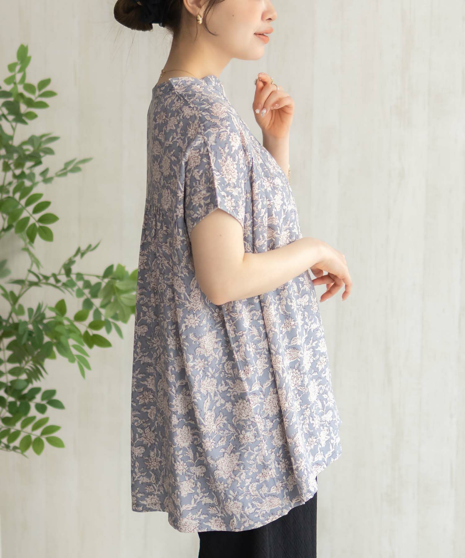 Howdy Marie  インドファブリック 切替スキッパーシャツ レディース商品画像-9