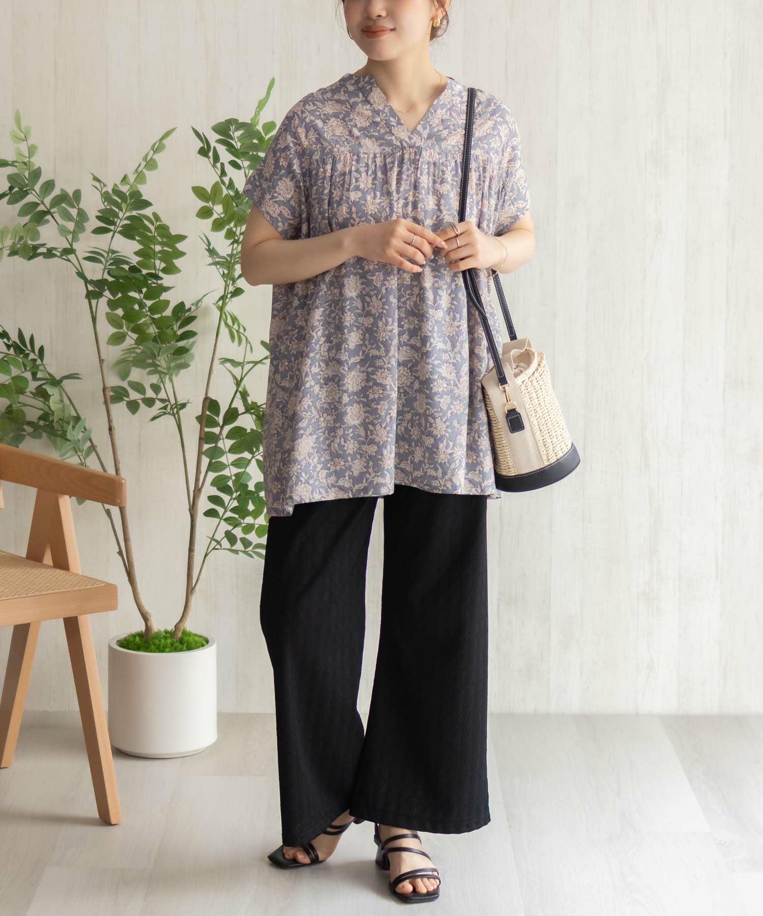 Howdy Marie インドファブリック 切替スキッパーシャツ レディース商品画像-11