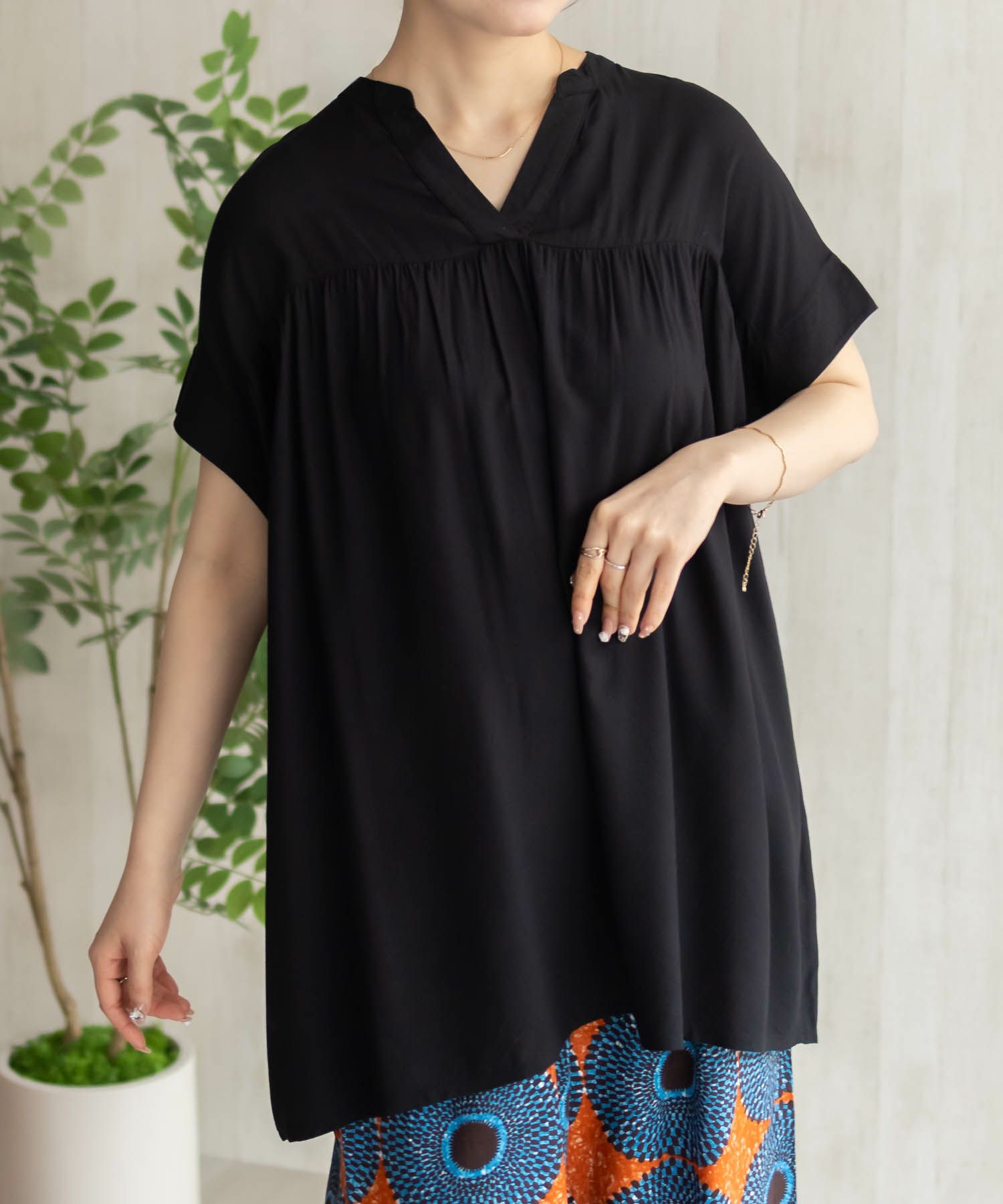 Howdy Marie インドファブリック 切替スキッパーシャツ レディース商品画像-12