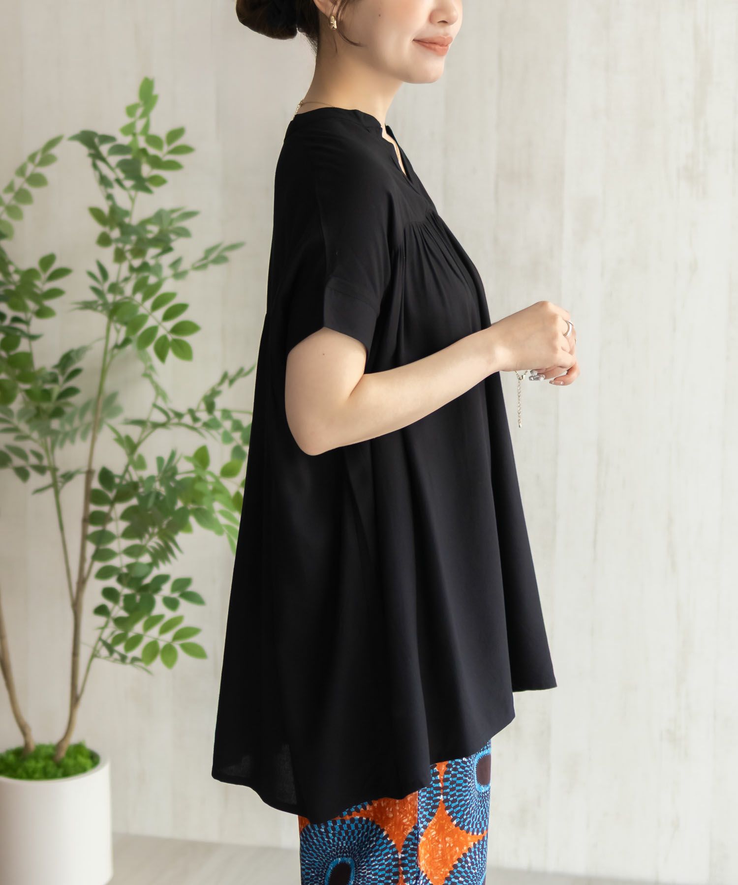 Howdy Marie  インドファブリック 切替スキッパーシャツ レディース商品画像-15