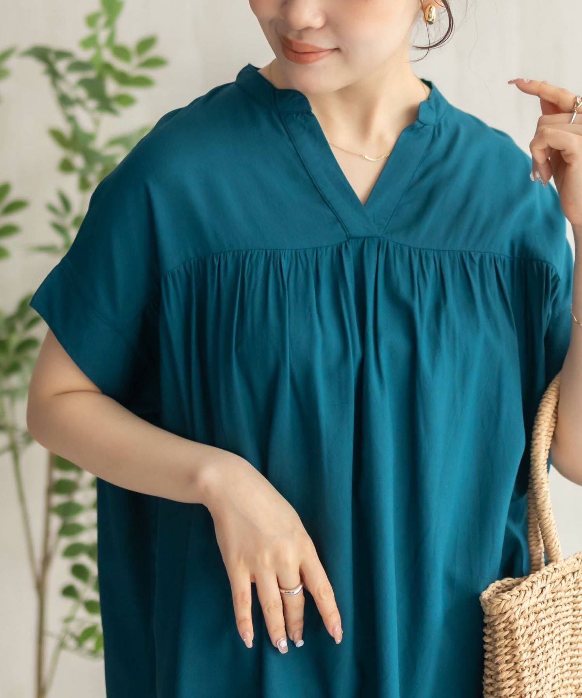 Howdy Marie インドファブリック 切替スキッパーシャツ レディース