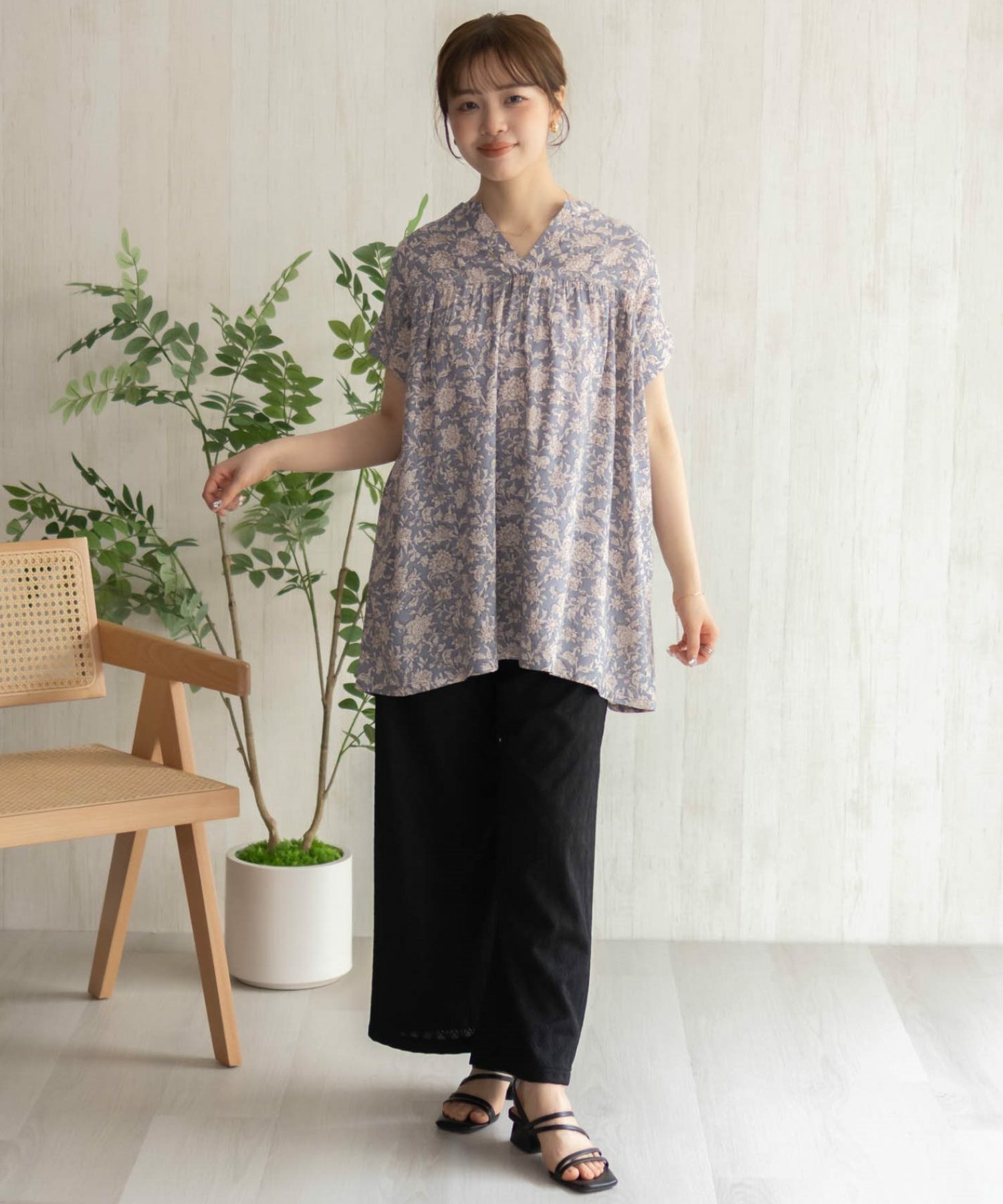 Howdy Marie  インドファブリック 切替スキッパーシャツ レディース商品画像-33